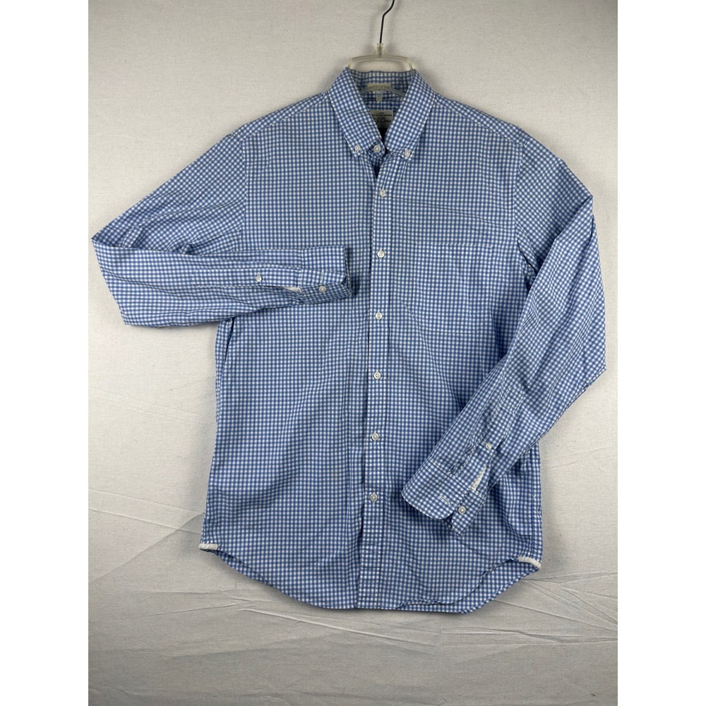 J.Crew Mens Classic Fit Gingham Button Down Shirt Blue White Cotton C0641 Size S